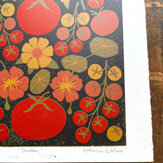Hand Block Printed "Tomatoes" Reduction Print - No. 9