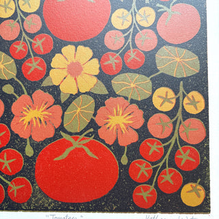 Hand Block Printed "Tomatoes" Reduction Print - No. 9