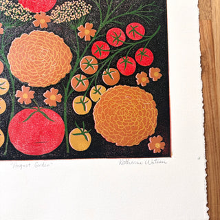 Hand Block Printed "August Garden" Reduction Print - No. 17