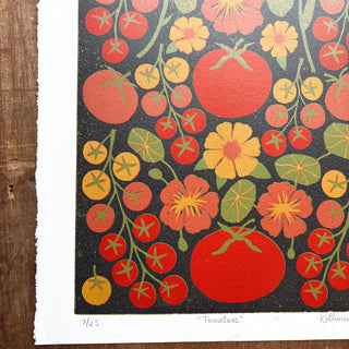 Hand Block Printed "Tomatoes" Reduction Print - No. 7