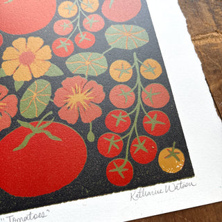 Hand Block Printed "Tomatoes" Reduction Print - No. 7