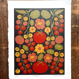 Hand Block Printed "Tomatoes" Reduction Print - No. 6