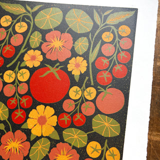 Hand Block Printed "Tomatoes" Reduction Print - No. 6
