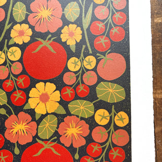 Hand Block Printed "Tomatoes" Reduction Print - No. 6