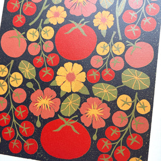 Hand Block Printed "Tomatoes" Reduction Print - No. 6