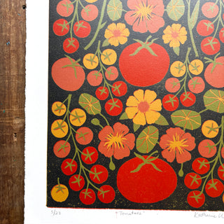 Hand Block Printed "Tomatoes" Reduction Print - No. 5