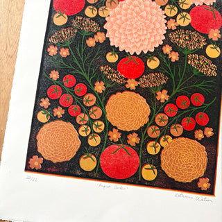 Hand Block Printed "August Garden" Reduction Print - No. 20