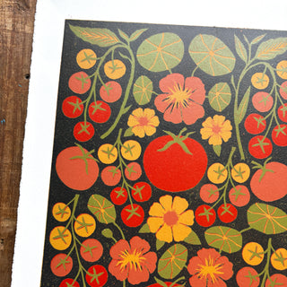 Hand Block Printed "Tomatoes" Reduction Print - No. 5