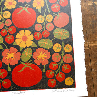 Hand Block Printed "Tomatoes" Reduction Print - No. 5