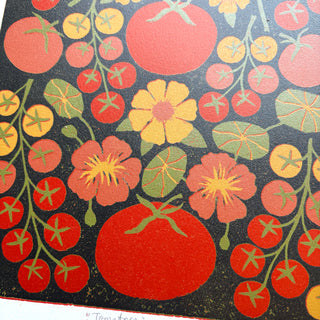Hand Block Printed "Tomatoes" Reduction Print - No. 5