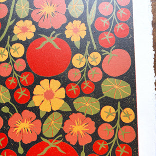 Hand Block Printed "Tomatoes" Reduction Print - No. 5