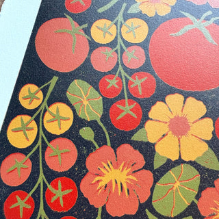 Hand Block Printed "Tomatoes" Reduction Print - No. 5
