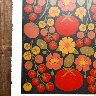 Hand Block Printed "Tomatoes" Reduction Print - No. 4