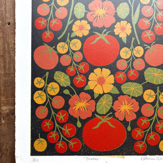 Hand Block Printed "Tomatoes" Reduction Print - No. 3