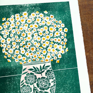 Hand Block Printed Art Print with Watercolors - No. 628