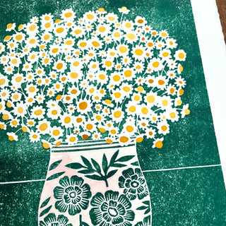 Hand Block Printed Art Print with Watercolors - No. 628