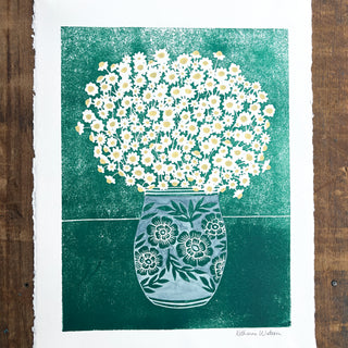 Hand Block Printed Art Print with Watercolors - No. 629
