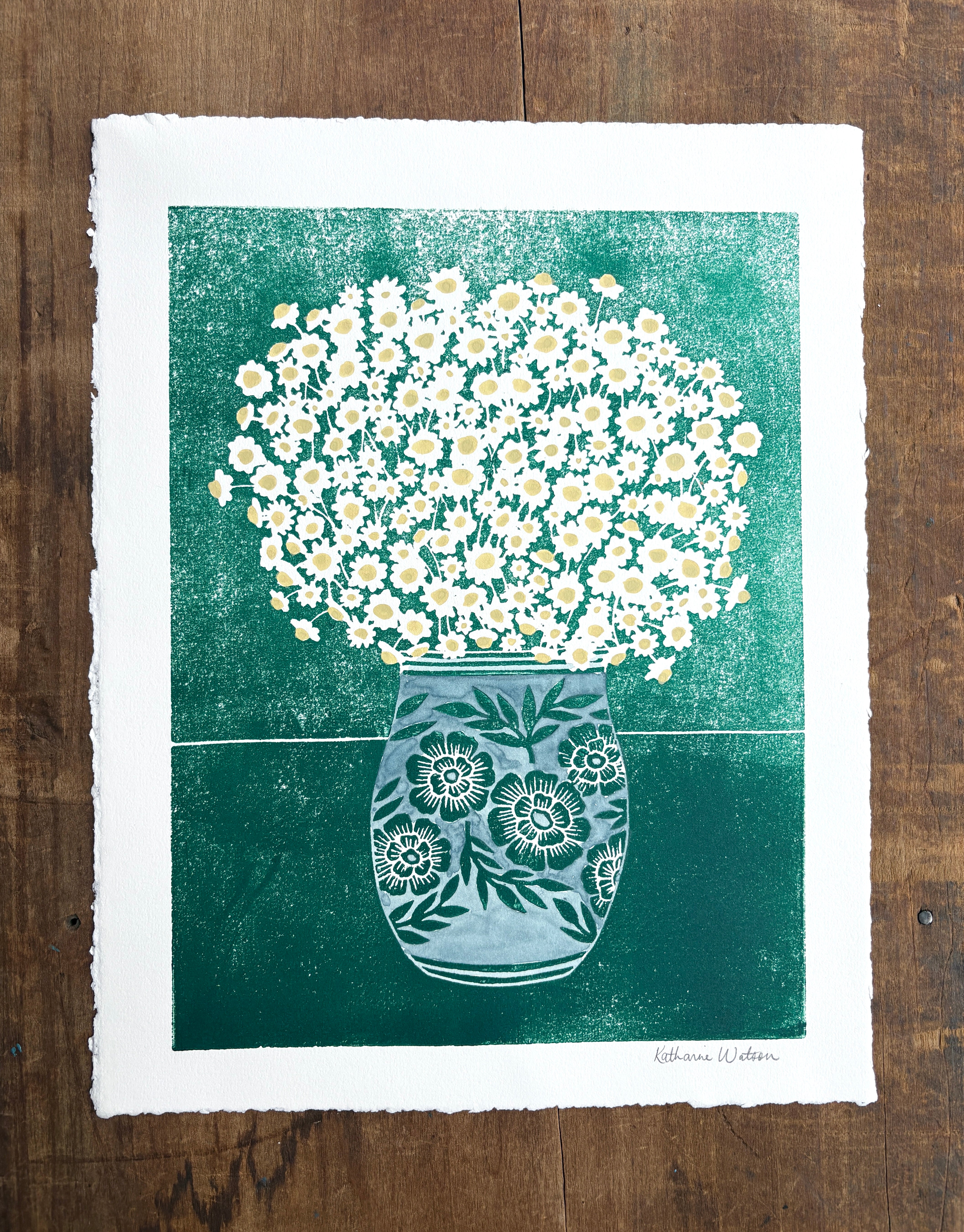 アート　PRETTY GREEN Prints 「Pocket Full」 Hand Block Printed Art Print with Watercolors - No. 629
