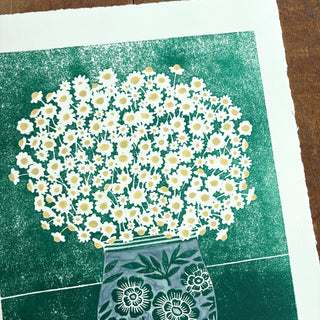 Hand Block Printed Art Print with Watercolors - No. 629