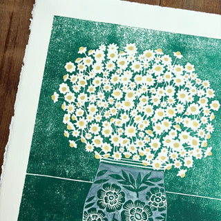 Hand Block Printed Art Print with Watercolors - No. 629