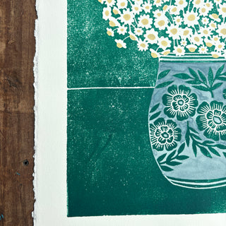 Hand Block Printed Art Print with Watercolors - No. 629