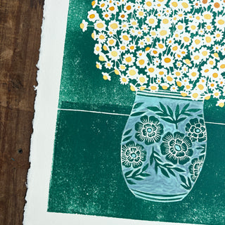 Hand Block Printed Art Print with Watercolors - No. 630