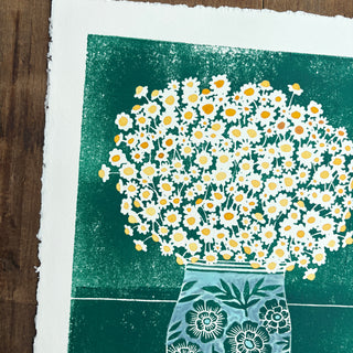 Hand Block Printed Art Print with Watercolors - No. 630