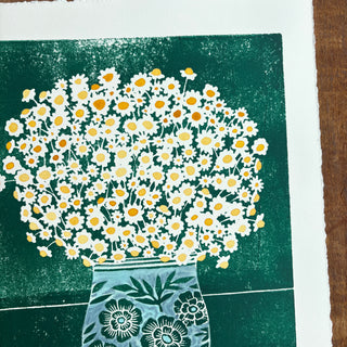 Hand Block Printed Art Print with Watercolors - No. 630