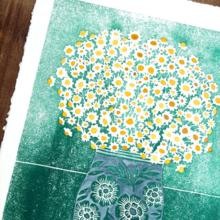 Hand Block Printed Art Print with Watercolors - No. 631