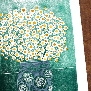 Hand Block Printed Art Print with Watercolors - No. 631