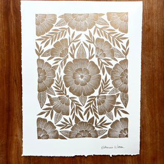 Hand Block Printed Gold Art Print - No. 5633