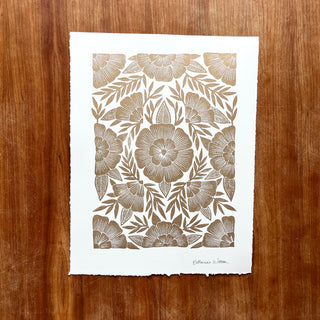 Hand Block Printed Gold Art Print - No. 5633