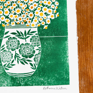 Hand Block Printed Vase Art Print - No. 3005