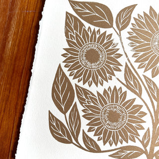 Hand Block Printed Sunflower Art Print - No. 3007