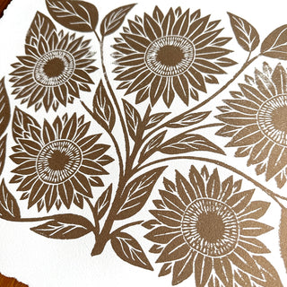 Hand Block Printed Sunflower Art Print - No. 3007
