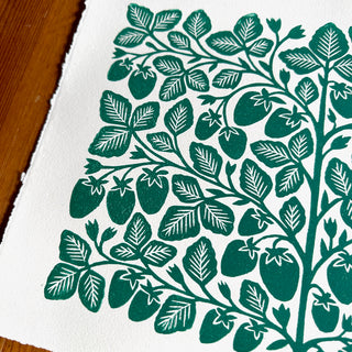 Hand Block Printed Strawberry Art Print - No. 3012