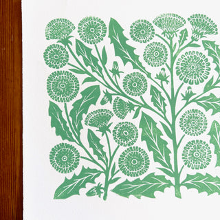 Hand Block Printed Dandelions Art Print - No. 3017