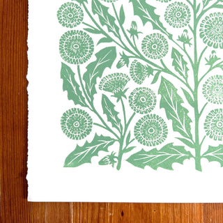 Hand Block Printed Dandelions Art Print - No. 3019