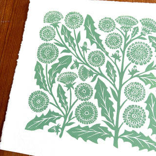 Hand Block Printed Dandelions Art Print - No. 3021