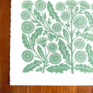Hand Block Printed Dandelions Art Print - No. 3021
