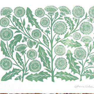 Hand Block Printed Dandelions Art Print - No. 3024