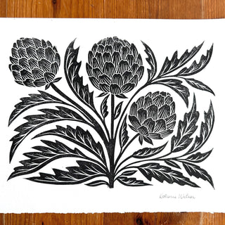 Hand Block Printed Artichoke Art Print - No. 3032