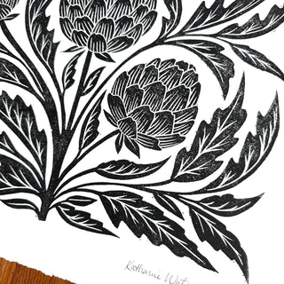 Hand Block Printed Artichoke Art Print - No. 3032