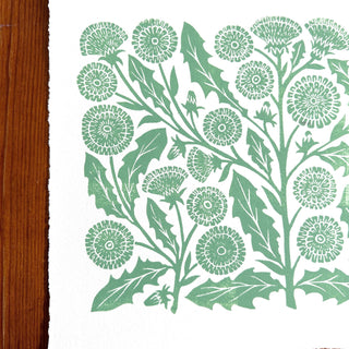 Hand Block Printed Dandelions Art Print - No. 3035