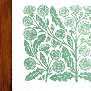 Hand Block Printed Dandelions Art Print - No. 3037