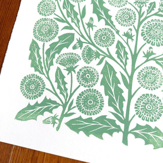 Hand Block Printed Dandelions Art Print - No. 3040
