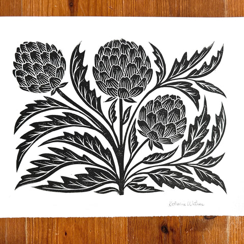 Hand Block Printed Artichoke Art Print - No. 3043