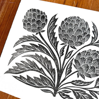 Hand Block Printed Artichoke Art Print - No. 3045