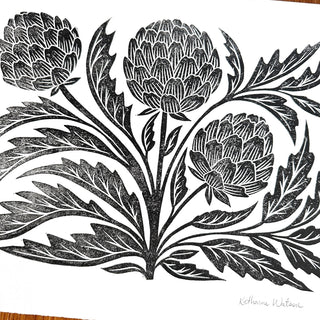 Hand Block Printed Artichoke Art Print - No. 3045