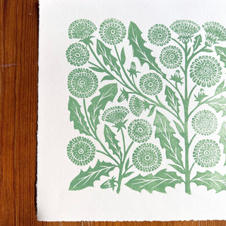 Hand Block Printed Dandelions Art Print - No. 3046